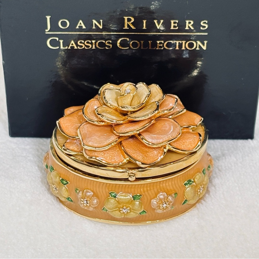 Vintage Joan Rivers Jewelry Trinket Box W/ Earrings & Necklace Rare FULL SET